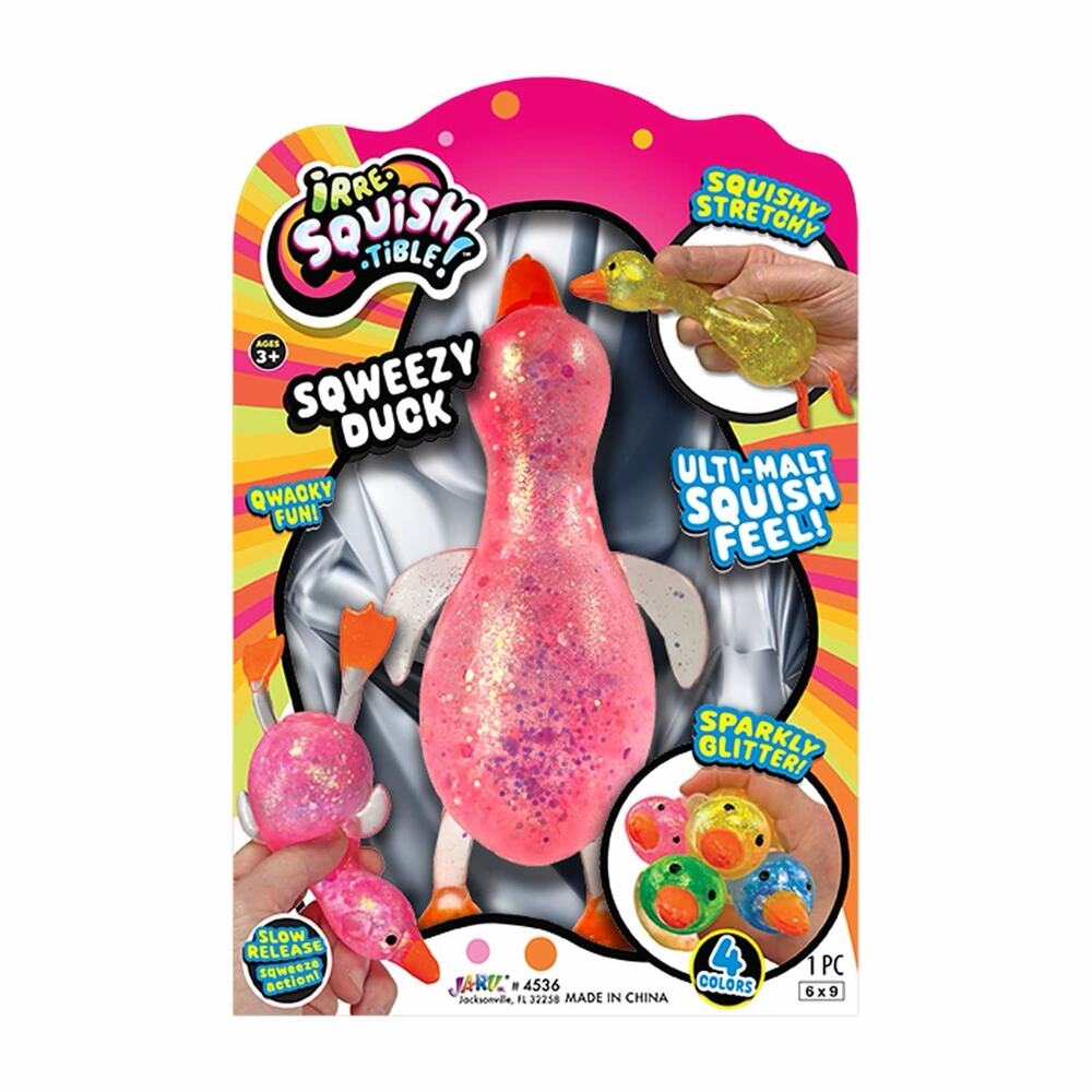 🔥Viral JA-RU Irre-Squish-tible! -Sqweezy Duck Sense Stress Relief Pink NWT🔥